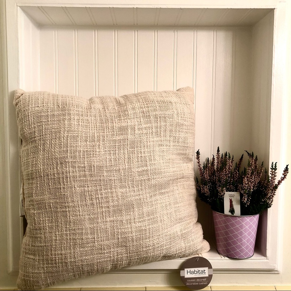 Soft Tan Textured Throw Pillow neutral accent pillow